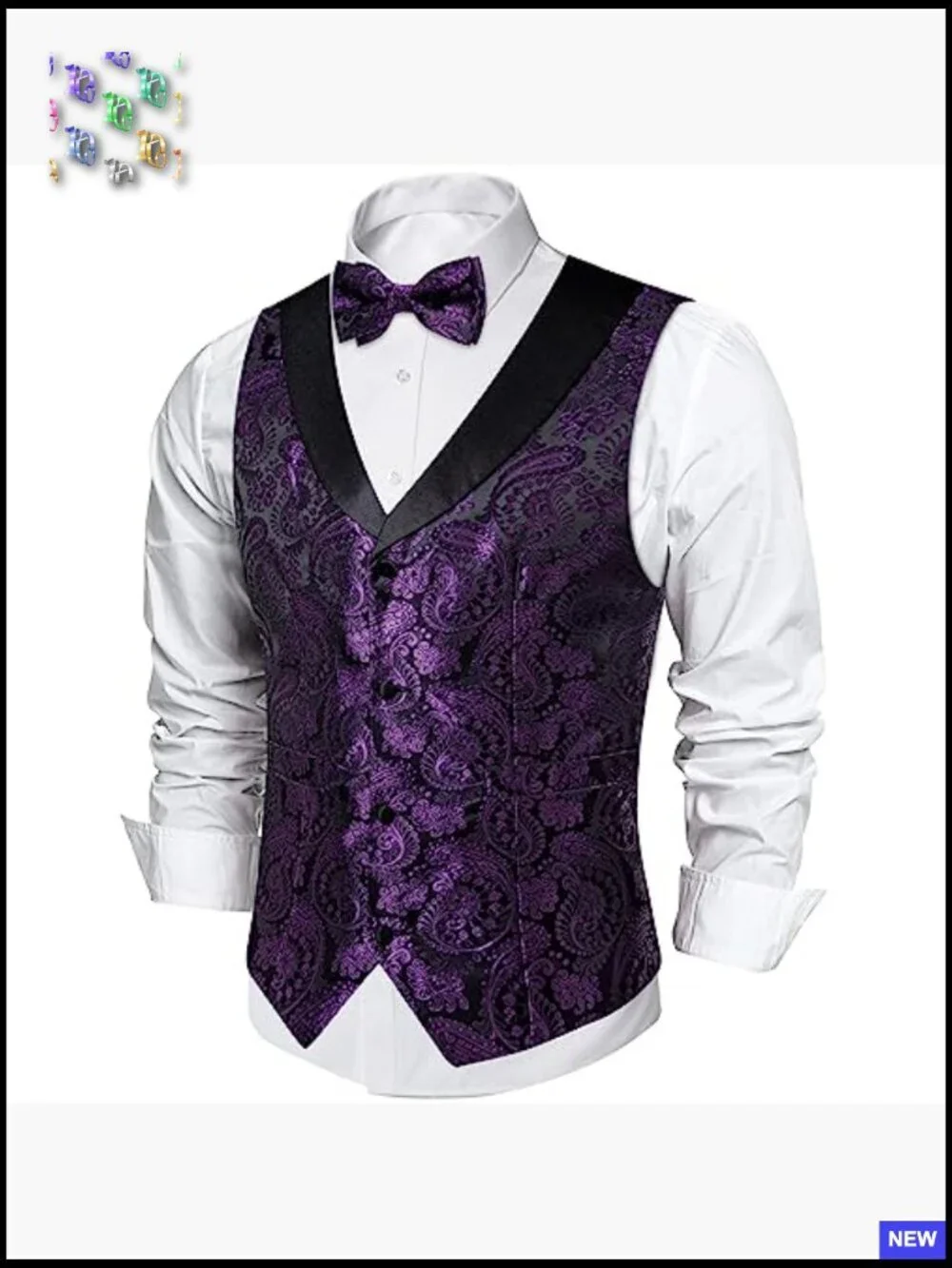 Silk Paisley Vest Set Elegant Classic Wedding Formal Wear Adjustable Fit